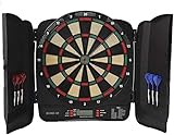 Elektronisches Dartboard, eingebauter Schrank, 32 Spiele, Klassische Tür-Look-Matches 12 Darts Traditionelle Dekoration LED-Anzeige for jedes Spielzimmer, schwarz GINOLEI (Color : Black)