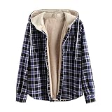 ZAFUL Beiläufig Plaid Fleece Jacke Unisex Herren Tunnelzug Mit Kapuze Mantel Fuzzy Hoodie (XL, Schwarz)