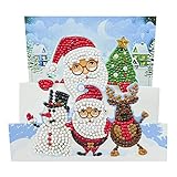 Demiawaking Weihnachtskarten zum Selbermachen mit Diamant-Malerei, mit leeren Umschlägen, Weihnachtsmann und Weihnachtsbaum, Karten für Weihnachten, handgefertigt, Geschenk (Stil 4)