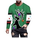 Hoodie 3D Druck Weihnachten Pullover Herren Langarm Rundhals Weihnachtspullover Herbst Winter T-Shirt Männer Pulli Sweatshirt Top