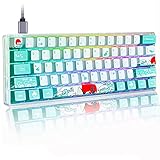 Guffercty kred Gk61 60% Tastatur mit gelbem Schalter SK61 RGB Mini mechanische Gaming-Tastatur Hot Swappable Sublimated Keycaps NKRO Type-C für Win/PC/Mac (Gateron Optical Yellow, Coral Sea)