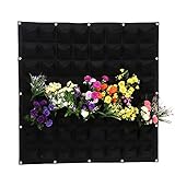 Haofy 64 Taschen Vertikale Wand Garten Pflanzer Hängende Pflanztasche(Schwarz)