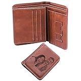 Benutzerdefinierte Personalisierte Männer Foto Brieftasche Aus Hochwertigem Leder Individuelles Geschenk zum Geburtstag des Vaters,Hellbraun Einseitig