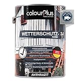 colourPlus®️ Wetterschutzfarbe 2,5L Anthrazit seidenglänzend - langzeitwetterbeständige Holzschutzfarbe aussen - farbbeständige Holzfarbe Anthrazit - Made in Germany