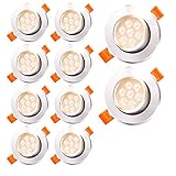 EINFEBEN 7W LED Einbaustrahler Ultra flach 230V Einbau-Spots Warmweiß 10er Set Einbauleuchten 30° Schwenkbar Decken Spot für Badezimmer W