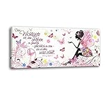 Dalinda® XXL-Wandbild Leinwandbild mit Spruch Dein Leben genießen. 100x40cm Keilrahmenbild Kunstdruck Wandbild Panorama Leinwandbild LS044