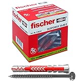 fischer DUOPOWER 10 x 80 S, Universaldübel mit Sicherheitsschraube, 2-Komponenten-Dübel, Kunststoffdübel zur Befestigung in Beton, Ziegeln, Stein uvm., 10 Dübel + 10 Schraub