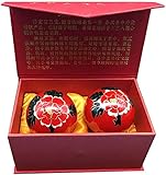 GXFJKHGHHG Qi Gong Kugeln Massagebälle Baoding Bälle Rote Blume Grafikdesign Baoding Balls Chinesische Gesundheit Stressabbau Hand Übung Chinesische Gesundheit Massageb