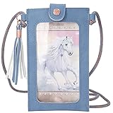 Depesche 11599 Miss Melody-Handy-Tasche im zartblauen Nature-Design, Schutzhülle fürs Smartphone zum Umhängen, mit Sichtfenster, ca. 17 x 10 x 1 cm groß, b