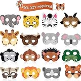 16 Stücke Tier Masken Tier Kostüm Party Gefallen mit 16 Verschiedenen Tier Gesicht zum Streicheln Tierpark Bauernhaus Dschungelsafari Thema Geburtstag Party Halloween Masken Anzieh Party Zubehö