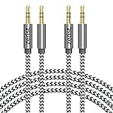Zerist 2 Packs 3.5mm AUX Audio Cable Male to Male 9.8ft / 3M Nylon Braided Stereo Jack Cable for iPhone, iPod, iPad, Android Samsung Smartphones, Tablets, Sound Box, Car, MP3 Players and More Grey