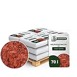 Holzhackschnitzel Rot Kiefer Holz Mulch Garten Grob 0-60mm 70l Sack x 18 STK (1260 L)