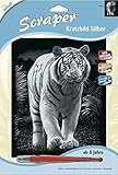 MAMMUT 136040 - Kratzbild, Motiv Tiger, silber, glänzend, Komplettset mit Kratzmesser und Übungsblatt, Scraper, Scratch, Kritzel, Kratzset für Kinder ab 8 J