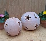 2er-Set Kugel 16/22 cm aus Terracotta Terrakotta, Kugel Stern+Mond Garten Deko W