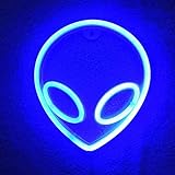 panthem Alien Neonlicht, LED Leuchtreklamen Wandschild Batterie/USB Powered, hängendes weiches Nachtlicht für Weihnachten Hochzeit Kinderzimmer Home Party Dekor (Blue)