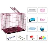 ZSP Hundekiste Doppeltür Folding Hundebox |Hundebox Eigenschaften Platzsparend Overhead „Garage“ Style Tür ist komplett ausgestattet w/Ersatz Tray Hundebox für Haustiere (Color : Pink)