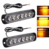RIGIDON 2 Pcs orange warnleuchte led blitzer lampe, 12V 24V 6 led warnlicht stroboskoplicht, Blinklichter blitzmodul notfall licht achtung llinklicht für emergency superhell rundumleuchte, 3000