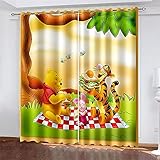 Fgolphd Verdunkelungsvorhang Winnie The Pooh Wasserdichter Stoff Gardinen Für Kinderzimmer,Ösen Oben Für Gardinen?100% Polyester (150×166(BxH),9)