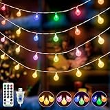 Ollny Lichterkette Kugeln 15m, 100LED Lichterkette Weihnachten Außen USB mit Fernbedienung, Warmweiß und Mehrfarbig, 11 Modi Kugel Lichterkette Innen, Lichterkette Weihnachtsbaum für Garten Z