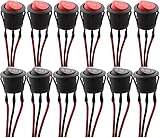 RUNCCI-YUN Wippschalter, SPST Switch，EIN/AUS /EIN10 A/125 V, 6 A/250 V Rocker Kippschalter (mit Draht) Runde Schalter Wippschalter Button， für Auto RV Truck Jeep Off Road Boat Marine (12Pcs)