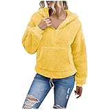 KGLHTYU Plüschpulli Damen Oversize Fleecepullover mit Kapuze Plüschpullover Fleecepulli Fleece Hoodie Plüsch Kapuzenpullover Teddy Fleece Kapuzenpulli Flauschig Sweatjacke Einfarbig,S-5XL,Khak