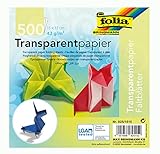 folia 825/1515 - Transparentpapier - Faltblätter, 15 x 15 cm, 500 Blatt, 42 g/qm, sortiert in 10 Farben - ideal für wunderschöne Faltfig