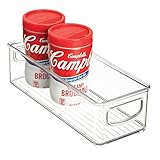 iDesign Aufbewahrungsbox für die Küche, kleiner Küchen Organizer aus Kunststoff, offene Kühlschrankbox mit Griffen, durchsichtig, 25,5 cm x 10,25 cm x 7,5
