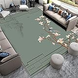 Wohnzimmer Teppich weich blau Wohnzimmer Teppich dunkelblau Retro Blumenmuster hygroskopischer Teppich weich Teppich für bürostuhl 80X120CM Teppich Katze 2ft 7.5''X3ft 11.2''