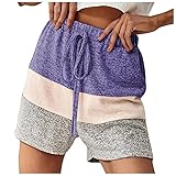 Bluecoolly Damen Bermuda Shorts Baumwolle Knielang Sommer Kurze Hose mit Tunnelzug Frauen Große Größen Locker Stretch, Kurz High Waist Freizeit Stretch Elastische S