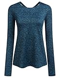 ADOME Damen Sport Shirt Atmungsaktive Laufshirt Sporttop Yoga Running Fitness T-Shirt Laufen Oberteil mit D