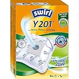 Swirl Y 201 MicroPor Plus Staubsaugerbeutel für Nilfisk, Philips, Samsung Staubsauger, Anti-Allergen-Filter, 4 Stück inkl. F