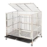 QJM Hundelaufstall - Welpenlaufstall für Hunde Wohnung,Hunde-Absperrgitter,Heavy Duty Metal Dog Kennel Pet Cage mit Kistenablage und R