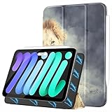 Pad Mini Case 'Close Male Lion Smoke On Dark Pad Mini 6 Case Niedliches Pu-Leder Smart Pad Mini 6th Generation Cases Auto Sleep/Wake Kompatibel mit ipad Mini 6 (8,3 Zoll, 2021)