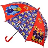 alles-meine.de GmbH Regenschirm -  Feuerwehrmann Sam Jones  - incl. Name - Kinderschirm Ø 73 cm - Kinder Stockschirm - Regenschirm - Schirm für Jungen - Kinderregenschirm / G