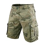 Muscle Alive Herren Cargo Shorts Jahrgang Savage Vintage Kurze Hose Sport Camping Wandern Tarnen Baumw