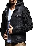 Leif Nelson Herren Strickjacke Jeansjacke Jacke Sweatjacke LN5240; Größe M, Schw