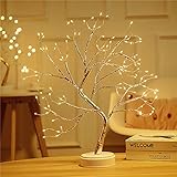 Tisch Bonsai Baumleuchte 108 LED-Kunstbaum leuchte Batterie-/USB-betriebener Mini-Weihnachtsbaum Verstellbare Zweige für die Weihnachtsdekoration zu Hause Warmweiß