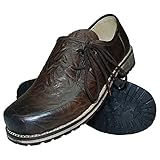 Trachtenschuhe Haferlschuhe Trachten-Schuhe Glattleder braun Antik-Leder glatt speckig Schnürschuhe Lederschuhe Halbschuhe Herrenschuhe zur Lederhose oder Anzug Schuhe für Herren, Größe:46
