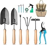 MOSFiATA Gartenwerkzeug Set 12-teiliges Handwerkzeugset aus Kohlenstoffstahl, ausgestattet mit Spaten, Schere, Sprühgerät, Rechen, Astschere, dem besten Gartengeschenk des Unkrautg