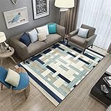 Orientteppich Teppich Geometrisch Blaue Kaffeefarbe Streifenmuster Design modernes Wohnzimmer Küche sicher rutschfest Terrassen Teppich 180X280