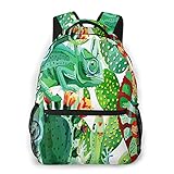 USGYY Rucksack Männer Damen Chamäleon Kaktus Blume, Laptop Rucksäcke, Kinderrucksack Schulrucksack Daypack für Jungen M