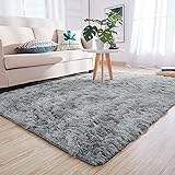 Blivener Langflor Hochflor Teppich Weicher Moderner Wohnzimmer Shaggy Teppich Luxury Area Rugs Anti-Rutsch-Weich Flauschiger Teppich Hell Grau 180 x 270