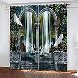 HOMEIEU Landschaftsvorhänge, Wald Und See Bedruckte Stangentaschenvorhänge, Natürliche Landschaft Von Bergen Und Flüssen, Vorhänge Für Wohnzimmer Und Schlafzimmer (W70xH100cm-2PCS)