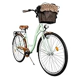 Milord. Komfort Fahrrad mit Rückenträger, Hollandrad, Damenfahrrad, 1-Gang, Mint Grün, 26 Z