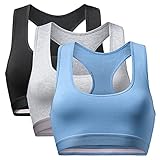 DANISH ENDURANCE Damen Bralette BH aus Bio-Baumwolle 3 Pack (Mehrfarbig (1x Schwarz, 1x Grau, 1x Blau), Large)