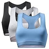 DANISH ENDURANCE Damen Bralette BH aus Bio-Baumwolle 3 Pack (Mehrfarbig (1x Schwarz, 1x Grau, 1x Blau), Medium)