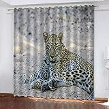 TTBBBB 3D Vorhang Wohnzimmer Leopard Tier B 120 x H 140 cm Junge ​mit Mädchen Schlafzimmer Wohnzimmer Kinderzimmer - 3D Digitaldruck mit Ösen Thermo Vorhang