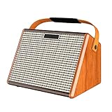 N / B Akustischer Gitarrenverstärker, tragbarer Gitarrenverstärker, mit Reverb Chorus Effekt 6 Eingänge, Bluetooth Lautsprecher wiederaufladbar, Holzoptik I