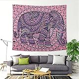 YYRAIN Im Europäischen Stil Polyesterdruck Farbe Elefant Wandteppich Bankett Dekoration Wandteppich Einfaches Zuhause Wohnzimmer Schlafzimmer Wandbehang Tischdecke 59x39 Inch{W150xH100cm}