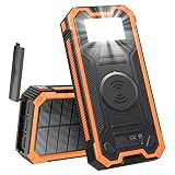 YODZ Solar Ladegerät Power Bank (PD 5V / 3A, 9V / 2A), 30000Mah Portable Solar Phone Wireless Ladegerät Mit Doppeltem USB & Typ-C-Port 5V / 3A-Ausgang, 18W Schnellladung